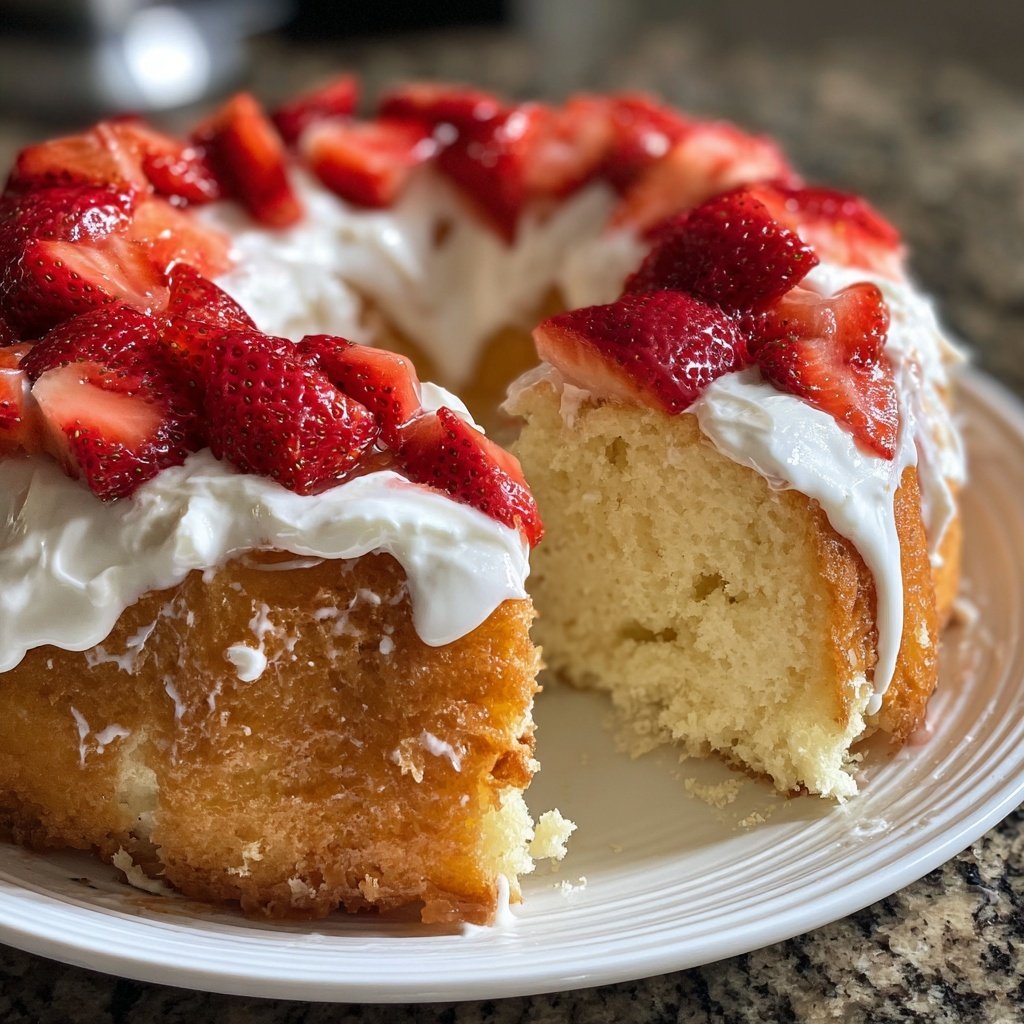 Yogurt Vanilla Cake with Fresh Strawberries