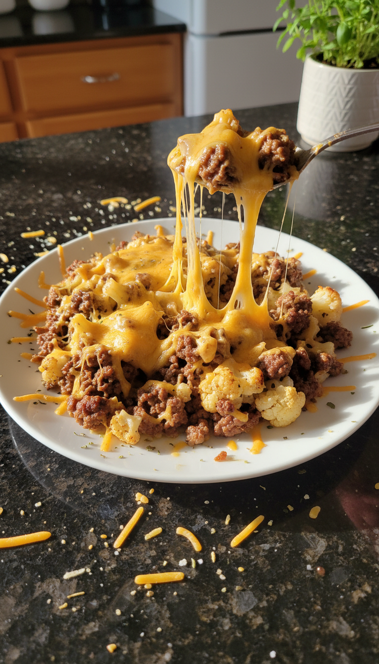 Cheesy Beef and Cauliflower Bake