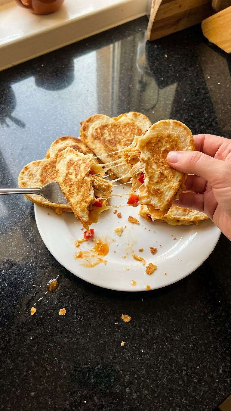 Mini Chicken Quesadilla Hearts