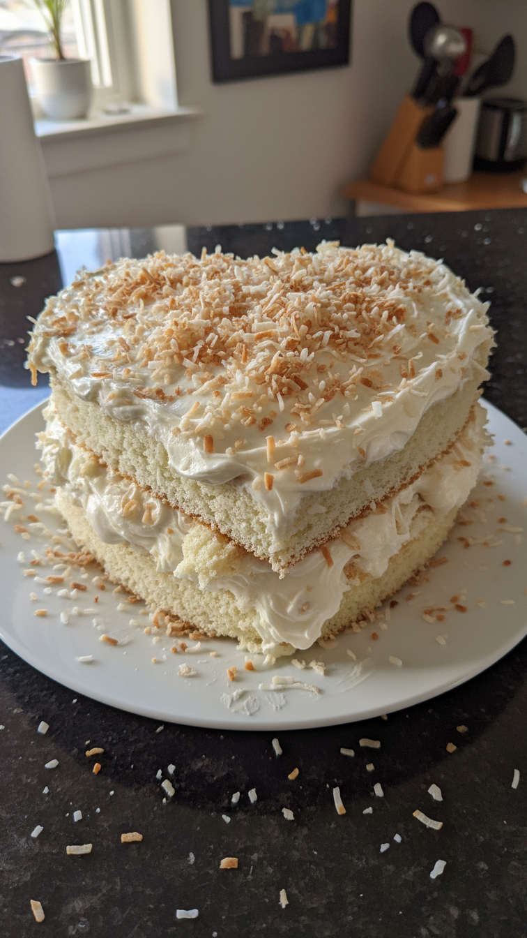 Coconut Layered Heart Cake