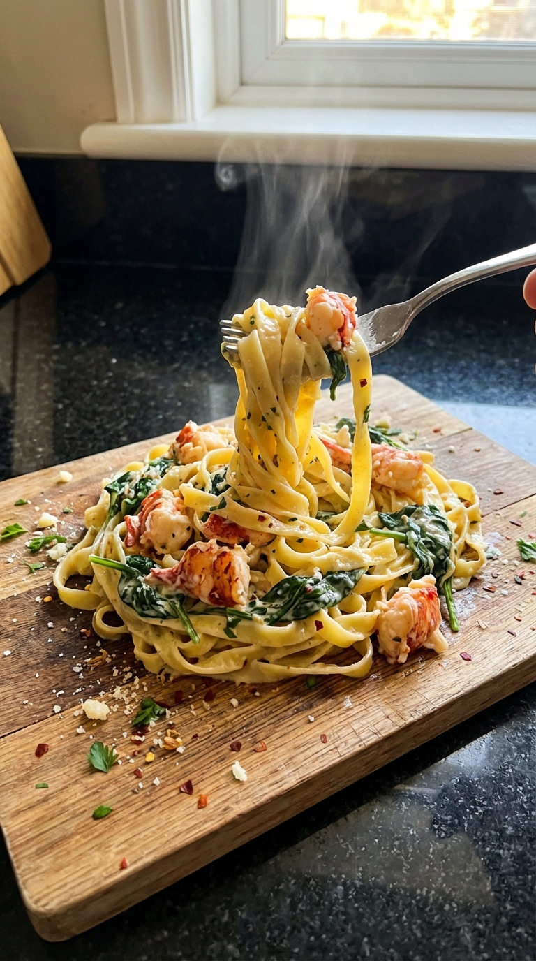 Lobster and Spinach Pasta Toss
