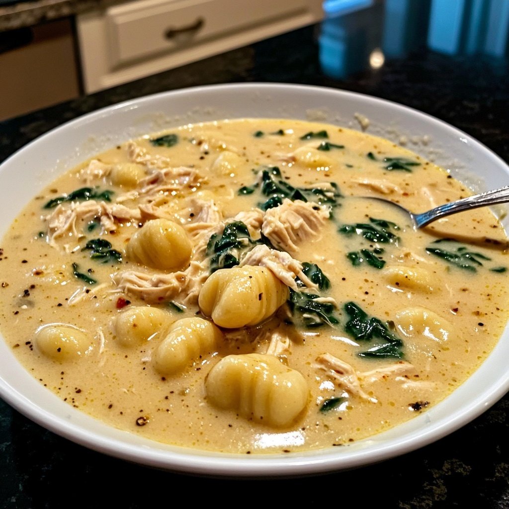 Creamy Crockpot Chicken Gnocchi Soup