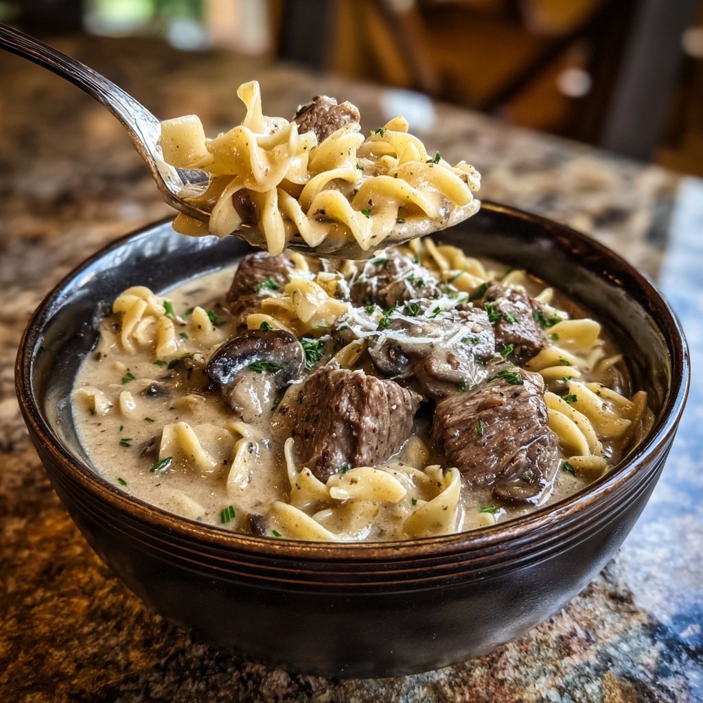 Beef Stroganoff Soup Egg Noodles