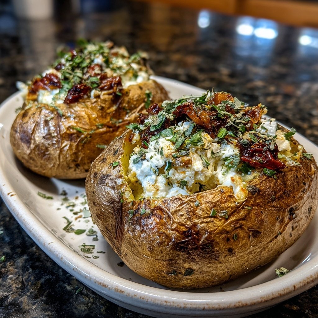 Mediterranean Stuffed Airfryer Potatoes