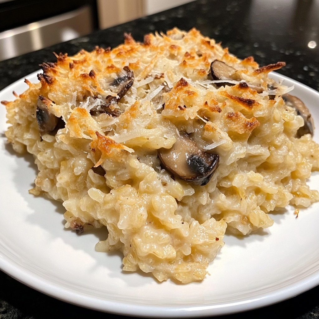 Oven-Baked Risotto with Mushrooms and Parmesan