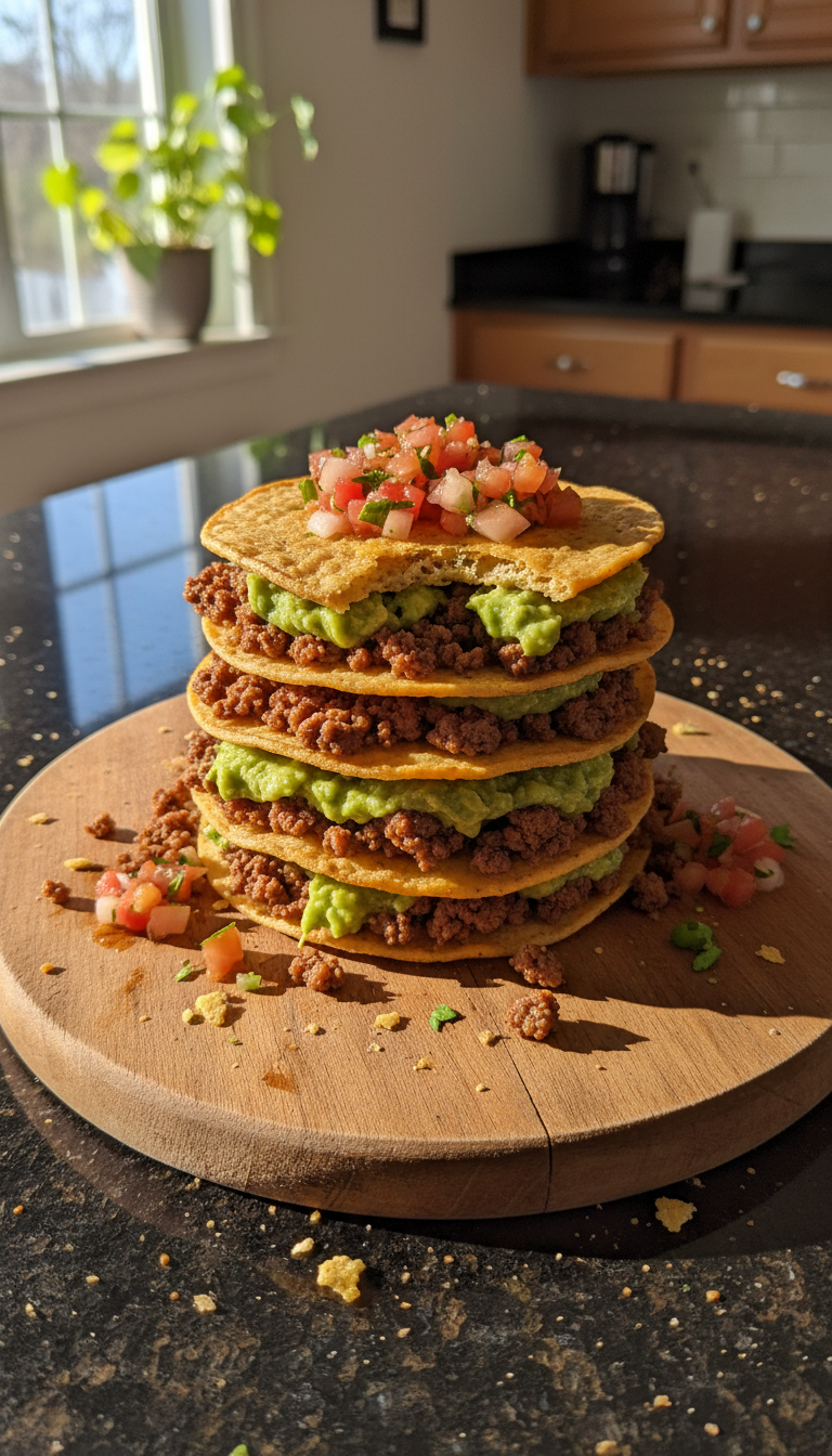 Ground Beef Tostada Stack