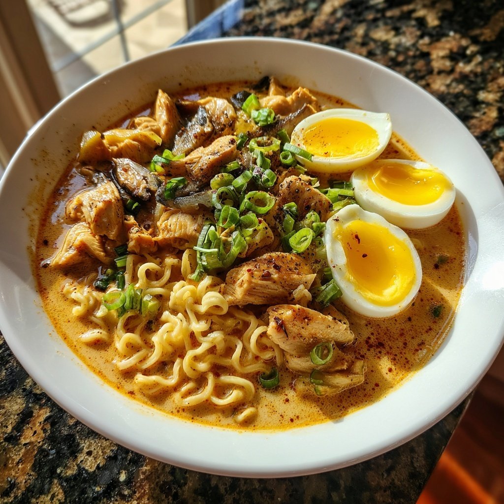Spicy Chicken Ramen with Soft-Boiled Egg
