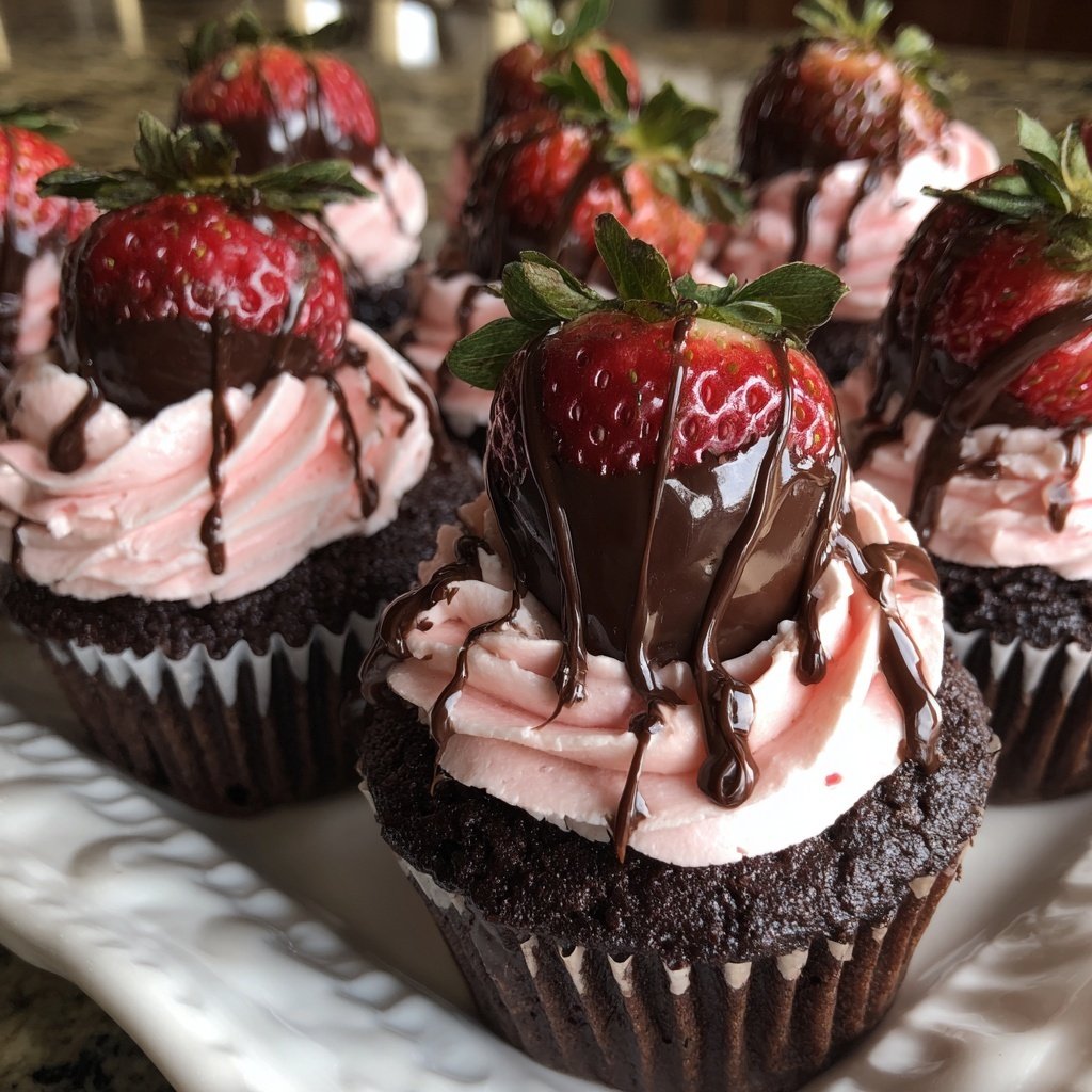 Chocolate Covered Strawberry Cupcakes
