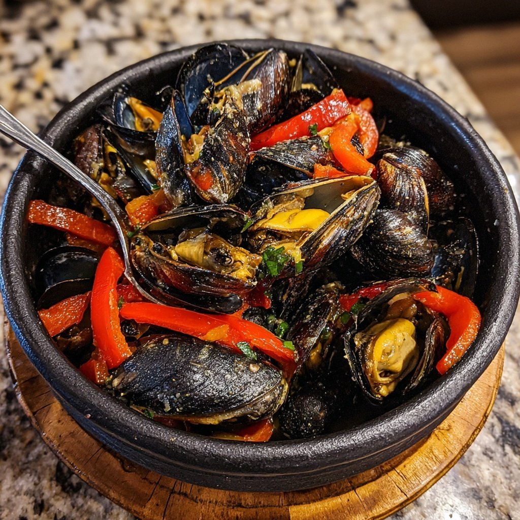 Steamed Mussels with Peppers