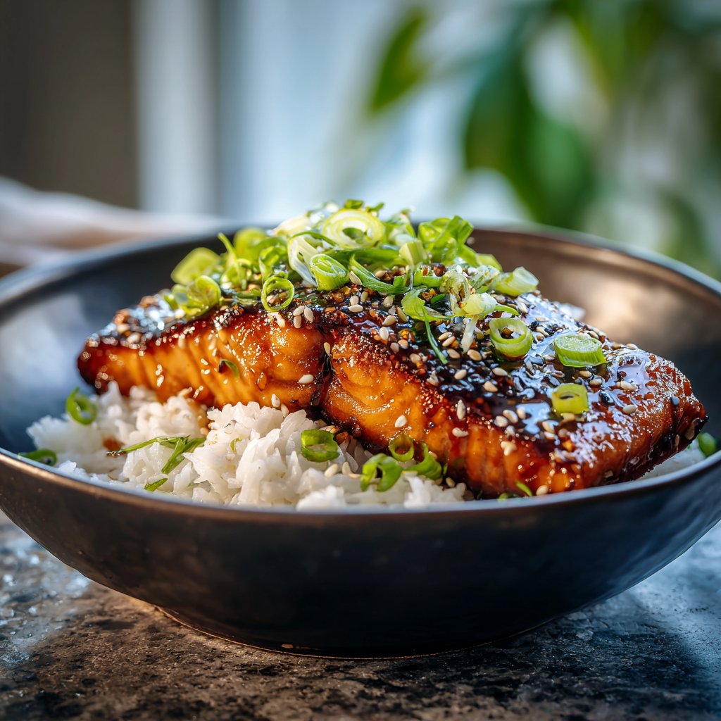 Soy Glazed Salmon Rice Bowl