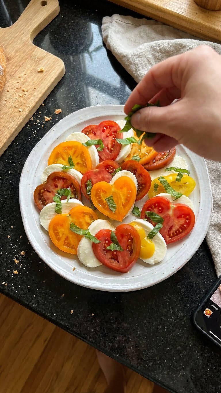 Colorful Caprese Salad Hearts