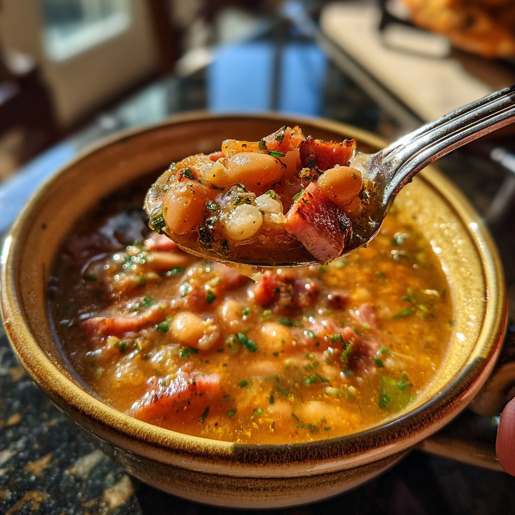 Ham and Bean Soup with Slow Simmered Ham